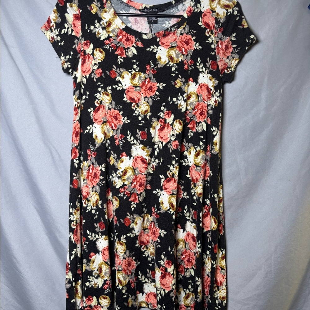 American Dream Black Floral Midi Dress